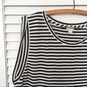 Navy & White Striped Sleeveless T-Shirt